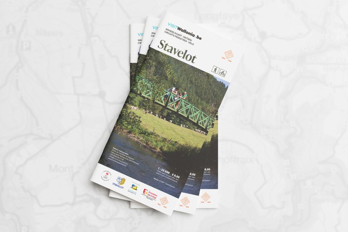 Visuel de la carte IGN/WT des promenades pédestres, VTT & VTC de Stavelot